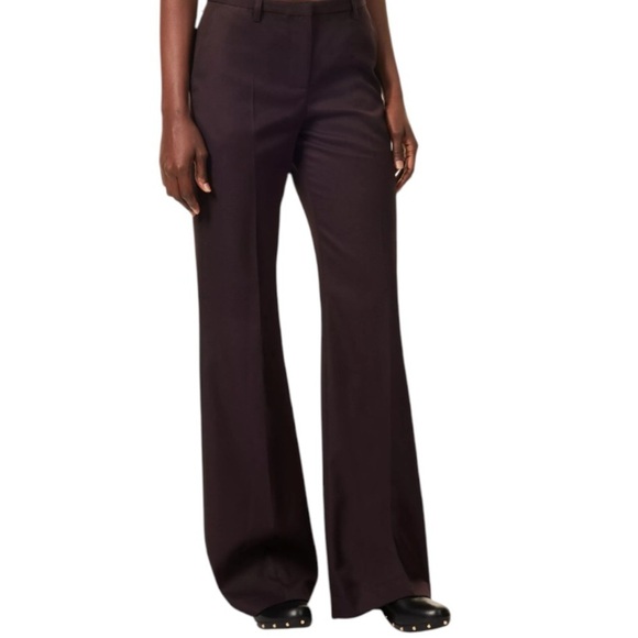 The Frankie Shop NWT Lyra Flared Pants Trousers High Rise Dark Plum Wool Blend - Picture 9 of 12